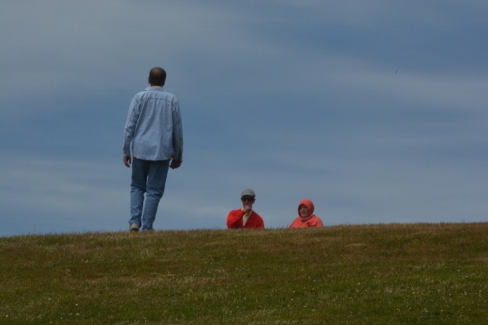 walking the hill toward al and annie at ecola state park